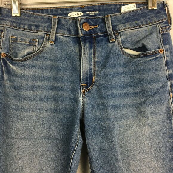 Old Navy Jeans Womens Sz 0 Light Wash Mid Rise Kicker Boot Cut Pocket Stretch - Picture 2 of 11